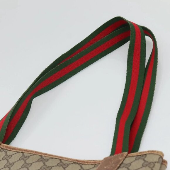 GUCCI GG Supreme Web Sherry Line Tote Bag PVC Beige 40 02 003 Auth 131395 - Picture 8 of 15